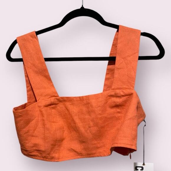 Future Collective Jenny K Lopez Orange Square Crop Top Size SMALL - Picture 2 of 8